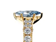 Solitaire Engagement Ring Setting for Fancy Blue Marquise Center with Pave Cathedral Shoulders and Prong Head in Yellow Gold