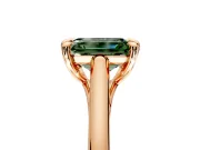 Solitaire Engagement Ring Setting for Fancy Green Emerald Cut Center with Cathedral Band and Prong Head in Rose Gold