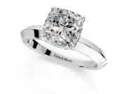 Solitaire Engagement Ring Setting for Cushion Cut Center with Wide Knife Ridge Band and Prong Head in Sterling Silver