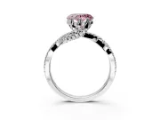 Solitaire Engagement Ring Setting for Fancy Pink Heart-Shaped Center with Narrow Twist Pave Band and Prong Head in Sterling Silver