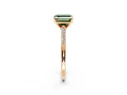 Solitaire Engagement Ring Setting for Fancy Green Asscher Cut Center with Channel Accents and Prong Head in Rose Gold