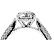 Solitaire Engagement Ring Setting for Oval Center with Multi-Row Accents and Prong Head in Platinum