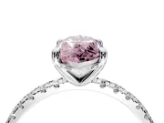Solitaire Engagement Ring Setting for Fancy Pink Marquise Center with Fine Pave Narrow Band and Prong Head in Platinum