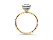 Solitaire Engagement Ring Setting for Fancy Blue Princess Cut Center with Straight Thin Band and Prong Head in Yellow Gold