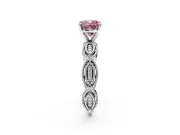 Solitaire Engagement Ring Setting for Fancy Pink Cushion Cut Center with Marquise Panel Band and Prong Head in Platinum