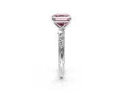 Cluster Engagement Ring Setting for Fancy Pink Asscher Cut Center with Round Cut Accent Band and Prong Head in Sterling Silver