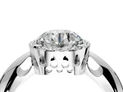 Halo Engagement Ring Setting for Round Cut Center with Tapered Plain Band and Prong Head in Platinum