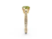 Solitaire Engagement Ring Setting for Fancy Yellow Round Cut Center with Channel-Set Accent Band and Prong Head in Yellow Gold