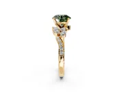 Solitaire Engagement Ring Setting for Fancy Green Round Cut Center with Marquise Accent Twist Band and Prong Head in Yellow Gold