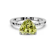 Solitaire Engagement Ring Setting for Fancy Yellow Heart-Shaped Center with Beaded Shoulders and Prong Head in Sterling Silver