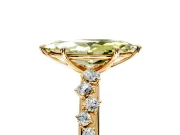 Cluster Engagement Ring Setting for Fancy Yellow Marquise Center with Round Cut Accent Band and Prong Head in Yellow Gold