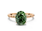 Solitaire Engagement Ring Setting for Fancy Green Oval Center with Plain Twisted Rope Band and Prong Head in Rose Gold
