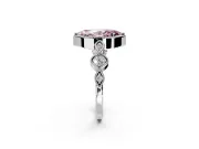 Vintage Station Engagement Ring Setting for Fancy Pink Marquise Center with Accents and Prong Head in Platinum
