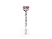 Solitaire Engagement Ring Setting for Fancy Pink Cushion Cut Center with Fine Pave Band and Prong Head in Platinum