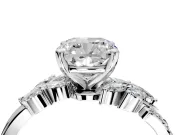 Solitaire Engagement Ring Setting for Cushion Cut Center with Marquise Accent Twist Band and Prong Head in Platinum