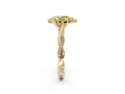 Halo Engagement Ring Setting for Fancy Yellow Pear-Shaped Center with Twist Band and Prong Head in Yellow Gold