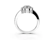 Halo Engagement Ring Setting for Round Cut Center with Heart-Shaped Openwork, Pave Band and Prong Head in Platinum