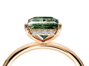 Solitaire Engagement Ring Setting for Fancy Green Princess Cut Center with Plain Band, Open Basket and Prong Head in Rose Gold