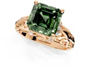 Solitaire Engagement Ring Setting for Fancy Green Asscher Cut Center with Filigree Accent Basket and Prong Head in Rose Gold