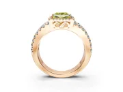Halo Engagement Ring Setting for Fancy Yellow Princess Cut Center with Wide-Open Pave Split Shank and Prong Head in Rose Gold