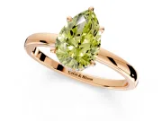 Hidden Halo Engagement Ring Setting for Fancy Yellow Pear-Shaped Center with Plain Band and Tall Prong Head in Rose Gold