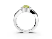 Halo Engagement Ring Setting for Fancy Yellow Cushion Cut Center with Wide Band, Inlaid Accent Row and Prong Head in Sterling Silver