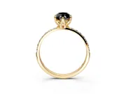 Solitaire Engagement Ring Setting for Fancy Black Marquise Center with Fine Pave Accents and Prong Head in Yellow Gold