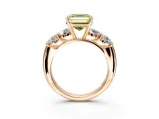 5 Stone Engagement Ring Setting for Fancy Yellow Asscher Cut Center with Graduated Accents and Prong Head in Rose Gold