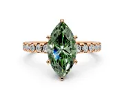 Solitaire Engagement Ring Setting for Fancy Green Marquise Center with Large Accents and Prong Head in Rose Gold