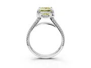 Solitaire Engagement Ring Setting for Fancy Yellow Princess Cut Center with Accented Split Shank and Prong Head in Platinum