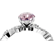 Solitaire Engagement Ring Setting for Fancy Pink Pear-Shaped Center with Bar-Station Pave Twist and Prong Head in Sterling Silver