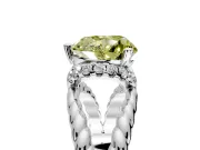 Halo Engagement Ring Setting for Fancy Yellow Heart-Shaped Center with Rope Twist Split Shank and Prong Head in Platinum