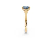 Solitaire Engagement Ring Setting for Fancy Blue Cushion Cut Center with Cathedral Band and Prong Head in Yellow Gold