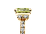 Paired Accent Engagement Ring Setting for Fancy Yellow Radiant Cut Center with Pave Band and Prong Head in Yellow Gold