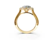 Milgrain Halo Engagement Ring Setting for Heart-Shaped Center with Bezel Point Accents and Prong Head in Yellow Gold