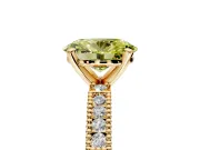 Solitaire Engagement Ring Setting for Fancy Yellow Oval Center with Milgrain-Edged Pave Band and Prong Head in Yellow Gold