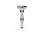 Solitaire Engagement Ring Setting for Fancy Green Marquise Center with Graduated Shared Prongs and Prong Head in Sterling Silver