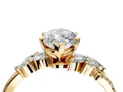 Solitaire Engagement Ring Setting for Marquise Center with Marquise Accent Twist Band and Prong Head in Yellow Gold