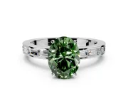 Solitaire Engagement Ring Setting for Fancy Green Oval Center with Channel Baguette Band and Prong Head in Platinum
