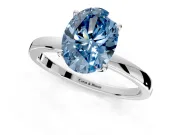 Solitaire Engagement Ring Setting for Fancy Blue Oval Center with Thin Rounded Plain Band and Prong Head in Platinum
