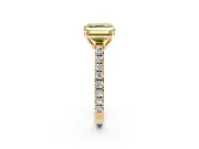 Solitaire Engagement Ring Setting for Fancy Yellow Asscher Cut Center with Large Accent Band and Prong Head in Yellow Gold
