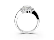 Halo Engagement Ring Setting for Princess Cut Center with Milgrain Channel Band and Prong Head in Sterling Silver