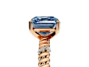 Rope Engagement Ring Setting for Fancy Blue Asscher Cut Center with Accent Shoulders and Prong Head in Rose Gold