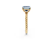 Solitaire Engagement Ring Setting for Fancy Blue Asscher Cut Center with Plain Twisted Rope Band and Prong Head in Yellow Gold