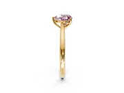 Solitaire Engagement Ring Setting for Fancy Pink Heart-Shaped Center with Narrow Cathedral Band and Prong Head in Yellow Gold