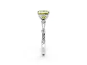 Solitaire Engagement Ring Setting for Fancy Yellow Princess Cut Center with Bezel Station Band and Prong Head in Platinum