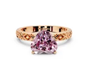 Solitaire Engagement Ring Setting for Fancy Pink Heart-Shaped Center with Milgrain X Pattern Band and Prong Head in Rose Gold