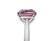 Solitaire Engagement Ring Setting for Fancy Pink Asscher Cut Center with Narrow Cathedral Band and Prong Head in White Gold