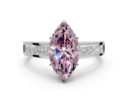 Solitaire Engagement Ring Setting for Fancy Pink Marquise Center with Princess Cut Channel Band and Prong Head in Sterling Silver