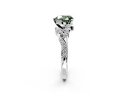 Solitaire Engagement Ring Setting for Fancy Green Heart-Shaped Center with Marquise Accent Twist Band and Prong Head in White Gold